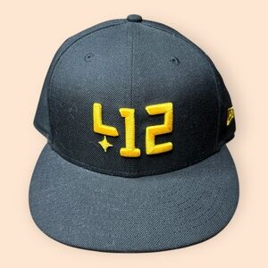 Fouronetwo New Era Fitted Hat Size 7 1/2 Black Pittsburgh 412